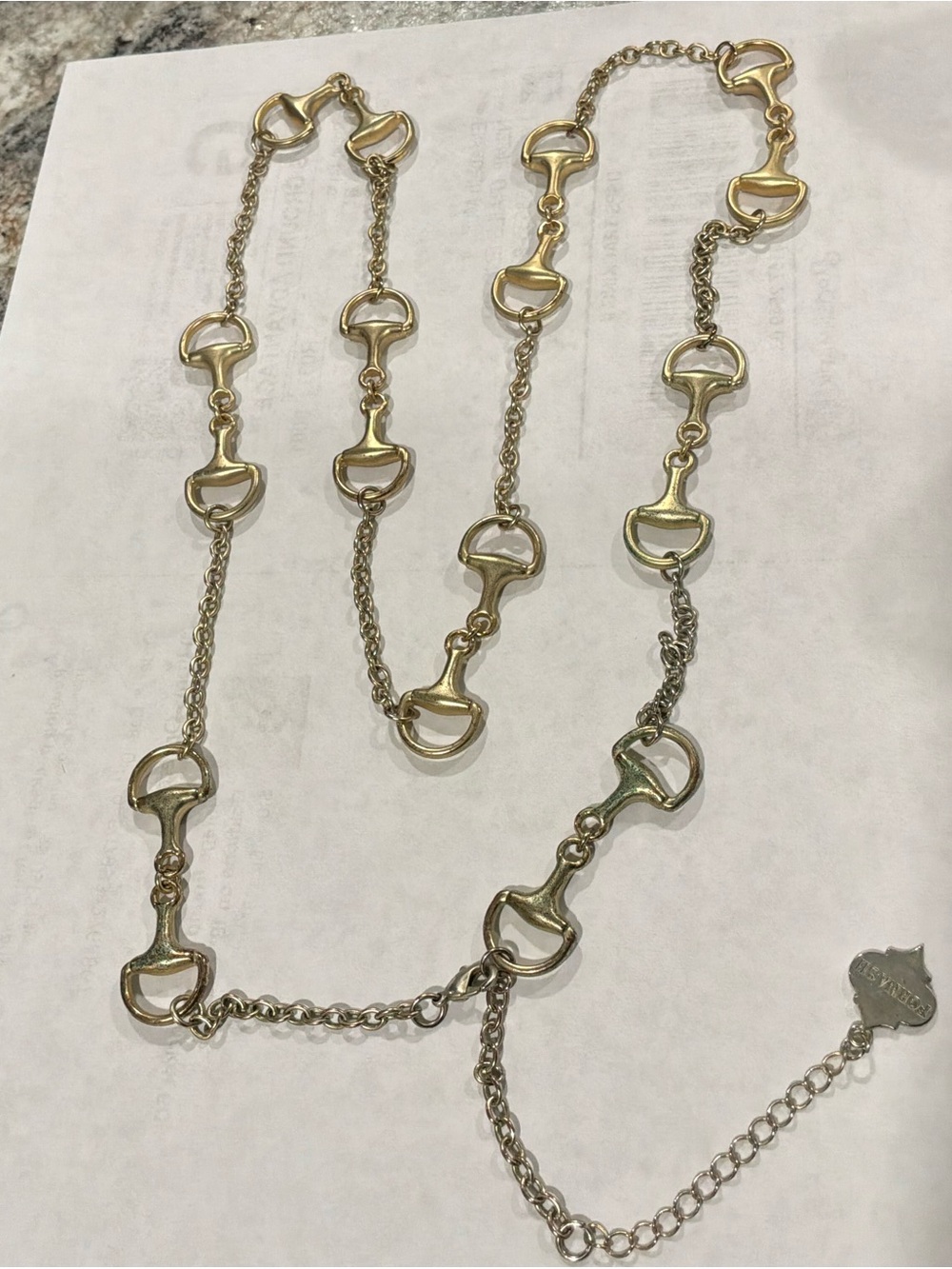 Gold-Tone Horsebit Link Necklace Vintage Hornash